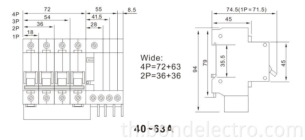 DZ47-63LE RCBO 4Pole